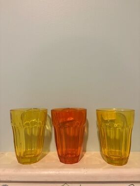 Set of 3 Amber and Orange Vintage Palaks  Tumblers
